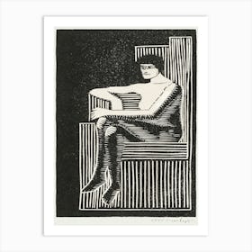 Seated Nude Figure In A Geometric Chair (1920), Samuel Jessurun Art Print
