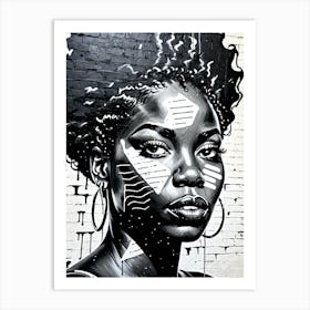 Vintage Graffiti Mural Of Beautiful Black Woman 126 Art Print