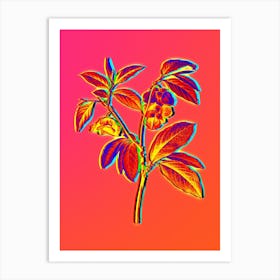 Neon Papaw Tree Branch Botanical in Hot Pink and Electric Blue n.0147 Art Print