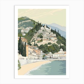 Mount Athos Greece Color Line Drawing (7) Art Print