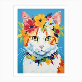 Turkish Angora Cat With A Flower Crown Painting Matisse Style 5 Art Print