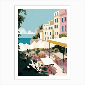 Capri, Italy, Flat Pastels Tones Illustration 1 Art Print