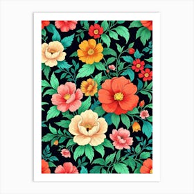 Floral Seamless Pattern 1 Art Print