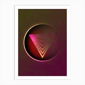 Geometric Neon Glyph on Jewel Tone Triangle Pattern 484 Art Print