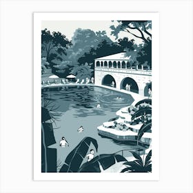 Duotone Illustration Barton Springs Pool Austin Texas 3 Art Print