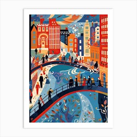 Millennium Bridge, London, England, Colourful 2 Art Print