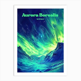 Aurora Borealis Finland A Dancing Lights Art Illustration Art Print