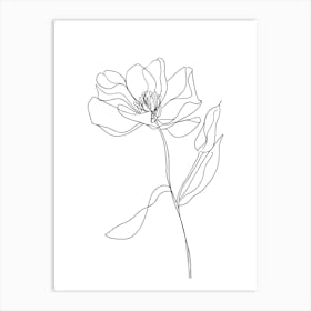 Single Line Drawing Of A Flower Minimalist Line Art Monoline Illustration Art Print