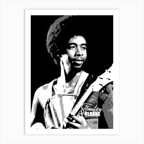 Stanley Clarke American Bassit Legend in Grayscale Art Print