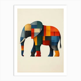 Elephant In The Squares Art Print