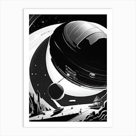 Spacecraft Noir Comic Space Art Print
