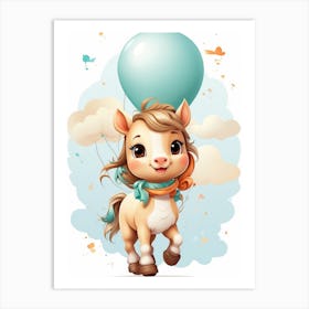 Cartoon Horse With Balloon Art Print