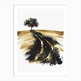 Tree On The Road Canvas Print 1 Art Print