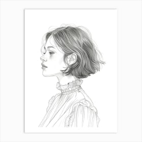 Portrait Of A Girl Creative Aesthetic Drawing Illustration Art Print