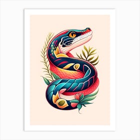 Cuban Boa Tattoo Style Art Print