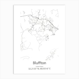 Bluffton,United States Minimalist Map 1 Art Print