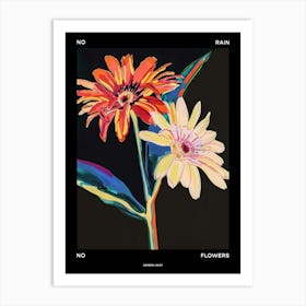 No Rain No Flowers Poster Gerbera Daisy 1 Art Print