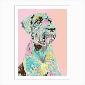 Pastel German Wirehaired Dog Pastel Line Illustration  3 Art Print