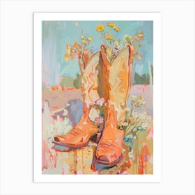 Cowboy Boots And Wildflowers Milkweed Art Print