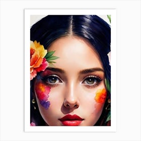 Mexican Girl With Flowers 1 Art Print