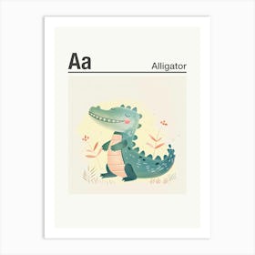 Animals Alphabet Alligator 2 Art Print