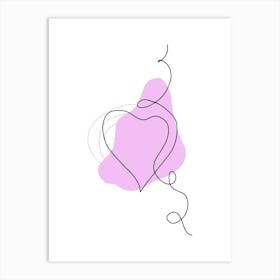 Line art heart and colored abstract spots Art Print