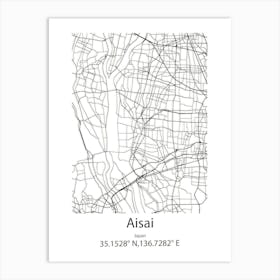 Aisai,Japan Minimalist Map Affiche