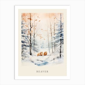 Winter Watercolour Beaver 1 Poster Art Print