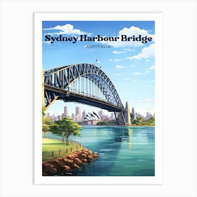 Sydney Harbour Bridge Australia Holiday Modern Travel Illustration Art Print