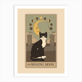 The Waning Moon   Cats Tarot Art Print