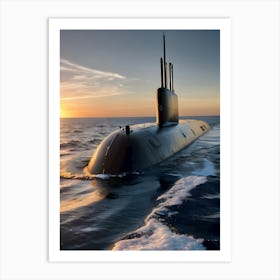 Submarine At Sunset-Reimagined 2 Art Print