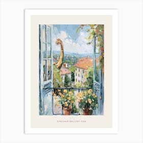 Dinosaur & The Balcony Painting 1 Poster Art Print