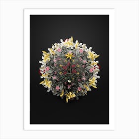 Vintage Hypoxis Stellata Flower Wreath on Wrought Iron Black n.1961 Art Print