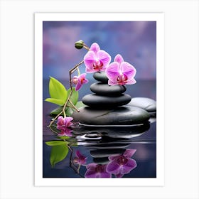 Pink Orchids In Water Art Print