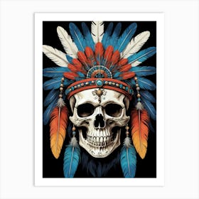 Skull Indian Headdress (15) Art Print