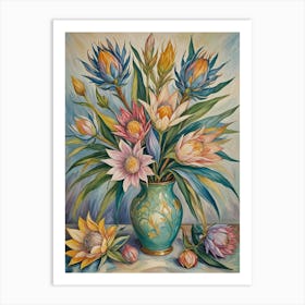 Proteas In A Vase Art Print