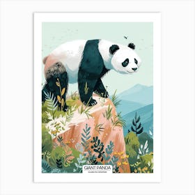 Giant Panda Walking On A Mountain Poster 2 Art Print