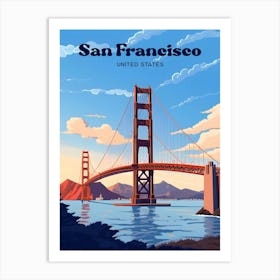 San Francisco USA Golden Gate Modern Travel Art Art Print