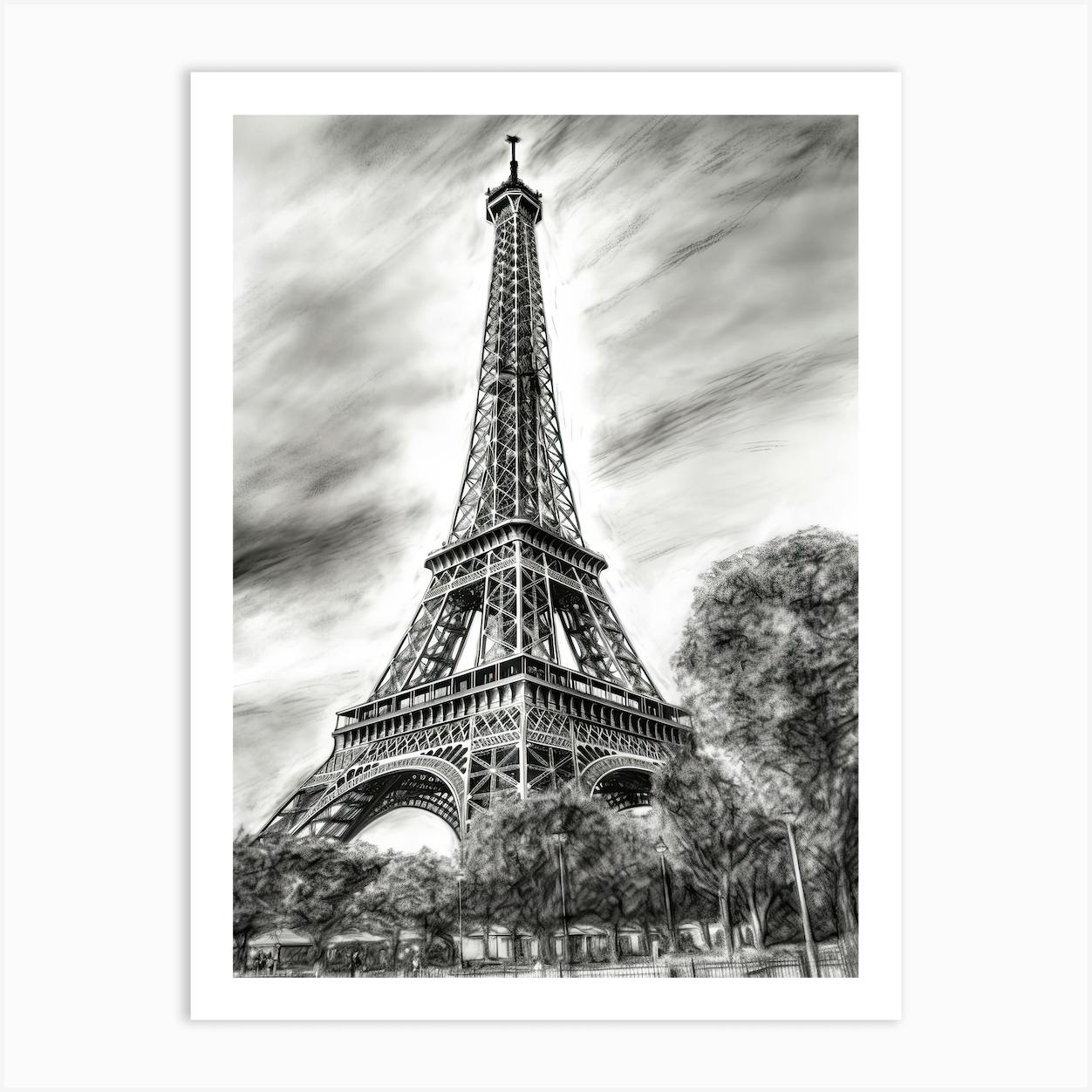 Streets Of Paris Sketch Vector Illustration Stock Illustration - Download  Image Now - Paris - France, Illustration, Eiffel Tower - Paris - iStock