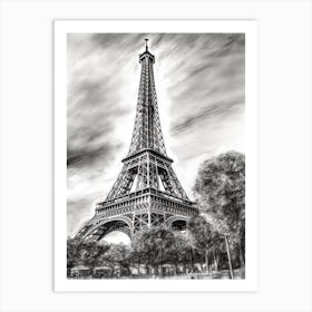Eiffel Tower Paris Pencil Drawing Sketch 4 Art Print