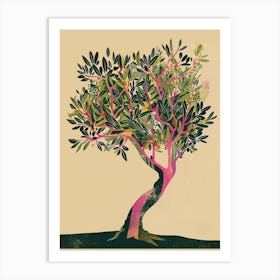 Olive Tree Colourful Illustration 1 Art Print