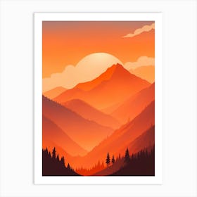 Misty Mountains Vertical Composition In Orange Tone 184 Art Print