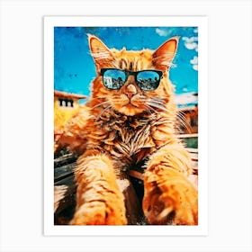 Orange Cat With Sunglasses Art Print