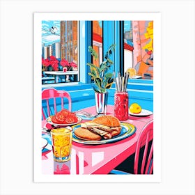 Colour Pop Retro Diner 2 Art Print