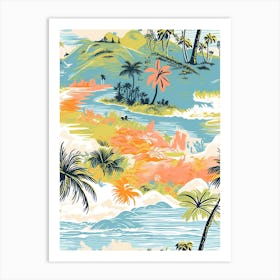 Bora Bora In French Polynesia, Inspired Travel Pattern 3 Art Print