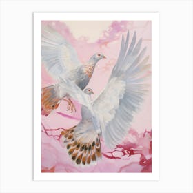 Pink Ethereal Bird Painting Grouse 2 Art Print