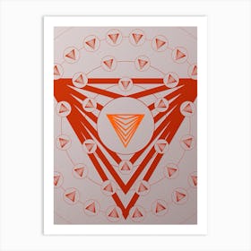 Geometric Abstract Glyph Circle Array in Tomato Red n.0104 Art Print