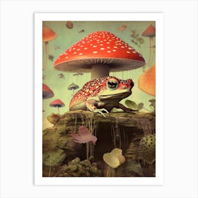Mushroom And Frog Art Print