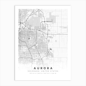 Aurora Colorado USA White Map Art Print