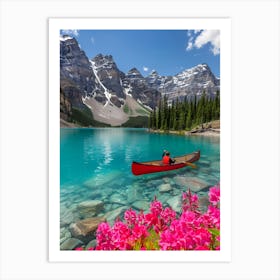 Canoe Lake In Banff National Park Art Print